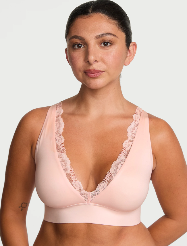 Brasier Victoria Secret tipo bralette con escote pronunciado y ribete de encaje para mastectomía XL